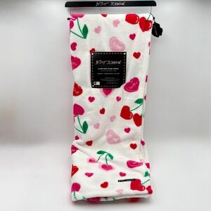 Betsey Johnson Plush Throw Blanket Hearts‎ Cherries Super Soft 50 x 70